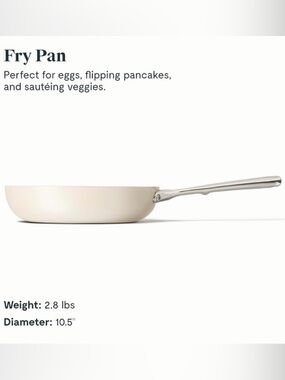 Caraway Home 10.5” Ceramic Fry Pan - Cream | NEW W/O BOX